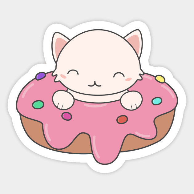 Kawaii Cute Donut Cat T-Shirt Sticker by happinessinatee